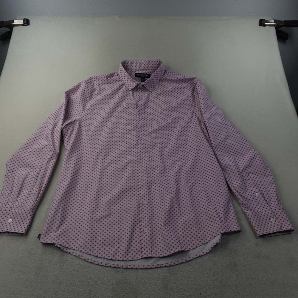 Mizzen Main Leeward Dress Shirt Mens XL Trim No Tuck Pink Floral Performance